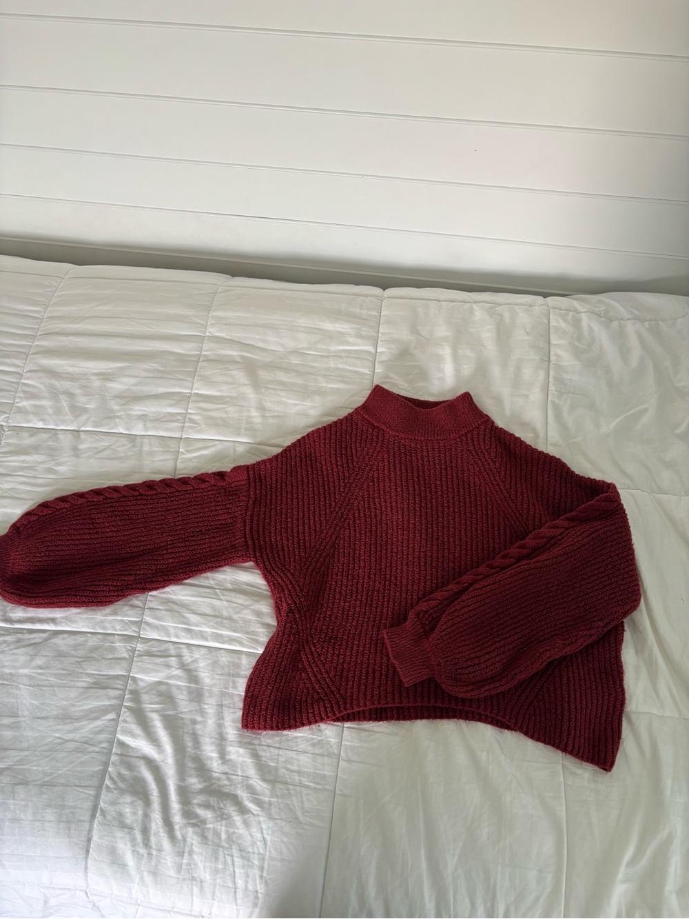 bp Burgundy Cable-Detail Mock Neck Sweater